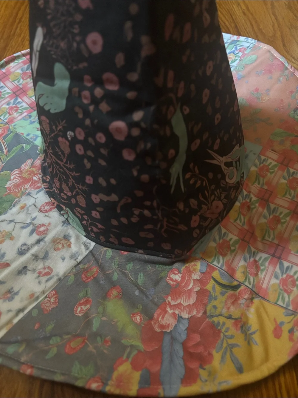 Patchwork Floral Witch Hat - Multicolor